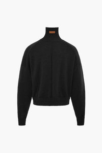 Isla Cropped Funnel Neck - Black