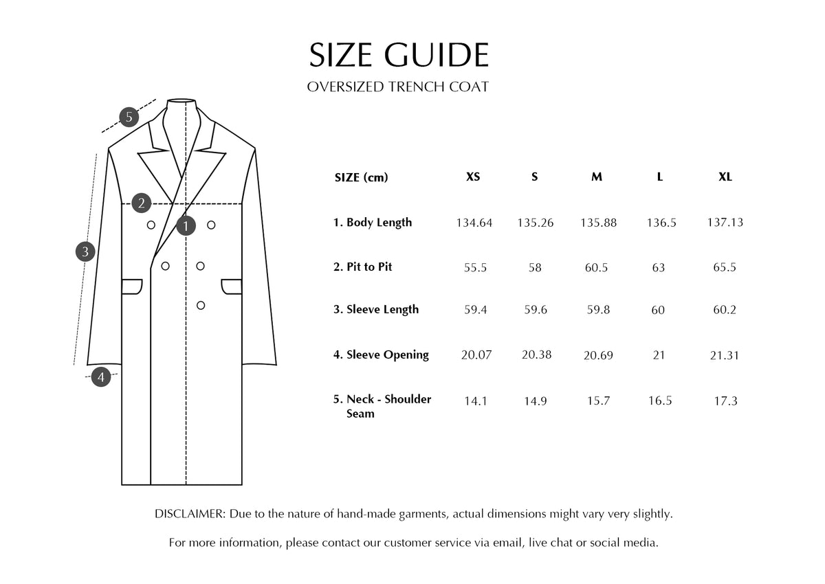 Trench coat size on sale guide