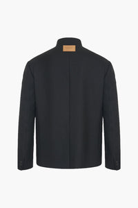 Scala Wool Lapelless Blazer - Black